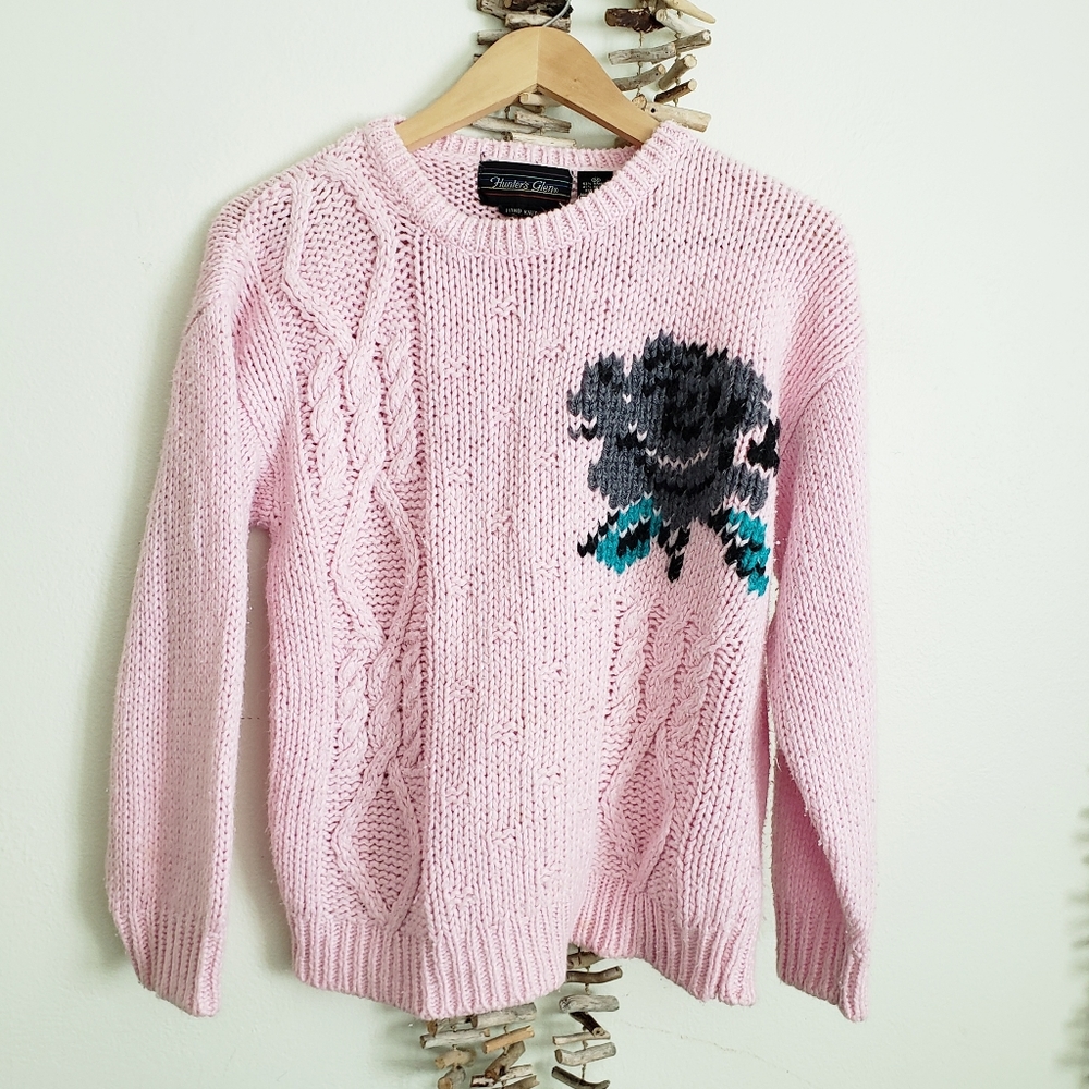 Vintage Oversized Hunters Glen Sweater Pastel Pink